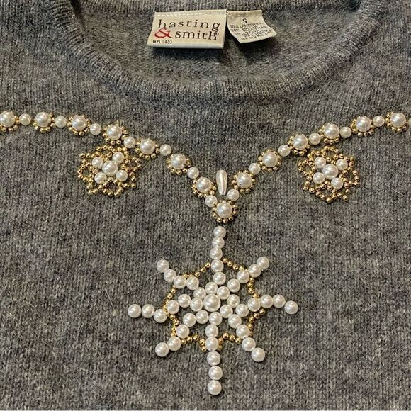 Vintage Hasting's & Smith Lambs Wool/Angora Gray Pearled Sweater Women's Size S - Picture 6 of 16